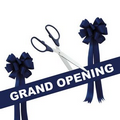 Grand Opening Kit-25" Ceremonial Scissors, Ribbon, Bows (Silver/Navy Blue)